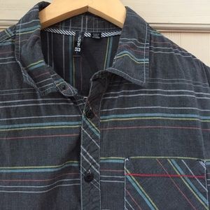 Green Dragon grey striped button up